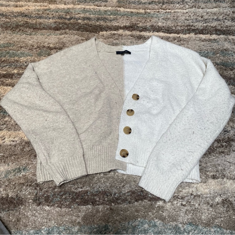 Two-Toned Buttoned Cardigan